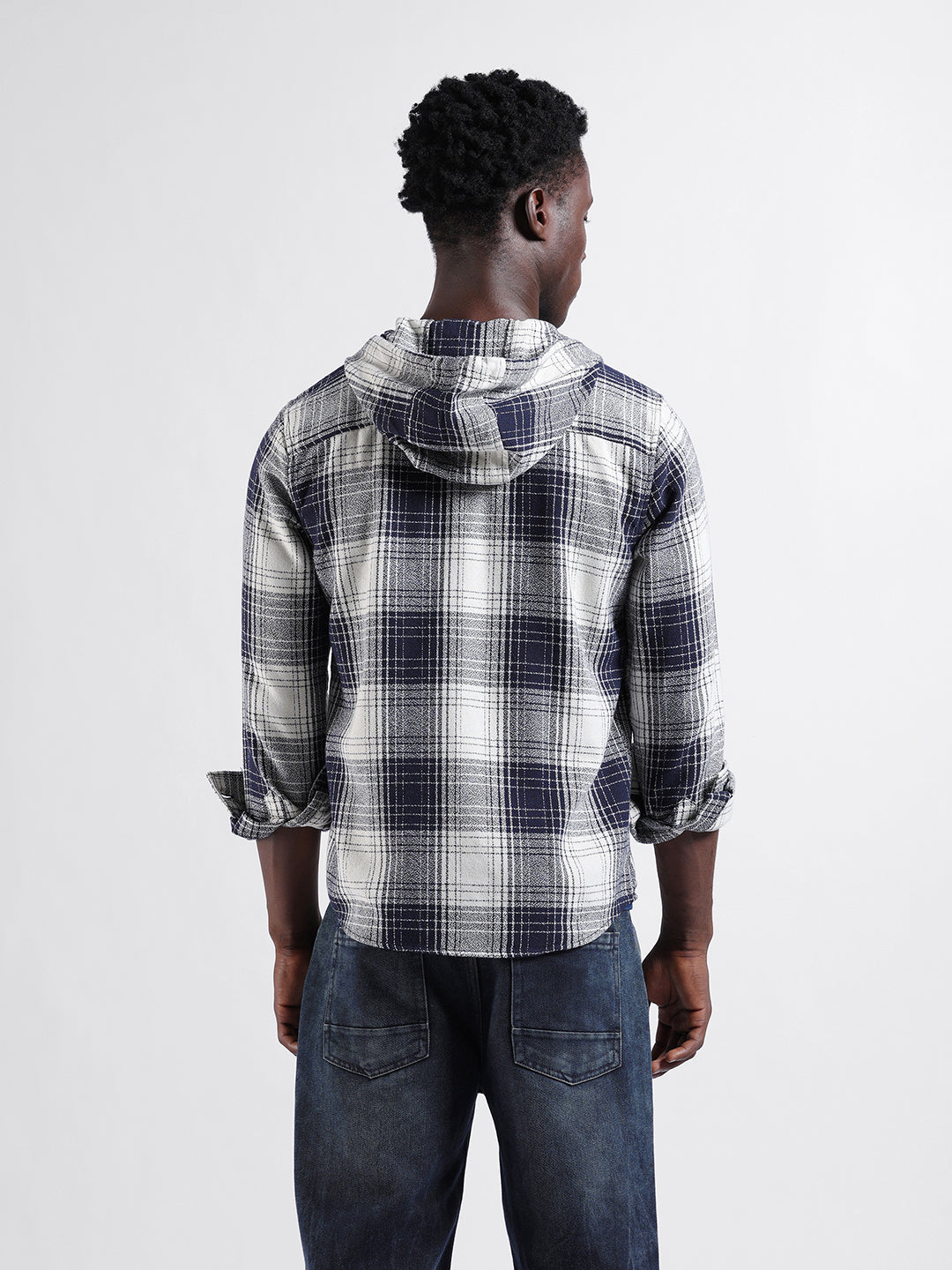 Men's Blue Regular Fit Checked Casual Shirt