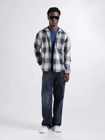 Men's Blue Regular Fit Checked Casual Shirt