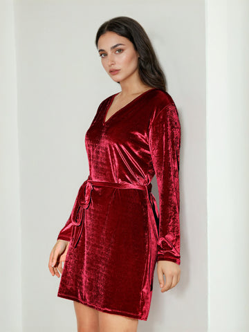 Women's Solid Velvet Dress