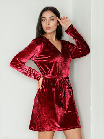 Women's Solid Velvet Dress