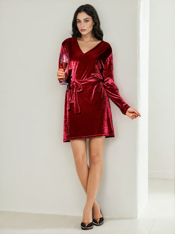 Women's Solid Velvet Dress