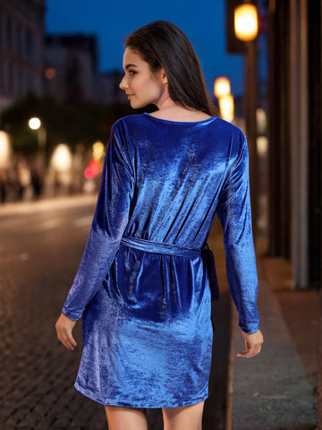 Women's Solid Velvet Dress