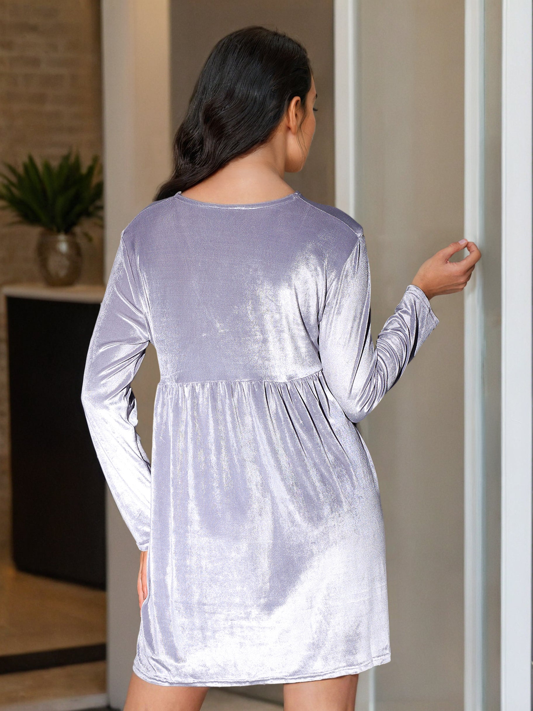Women's Solid Velvet Dress