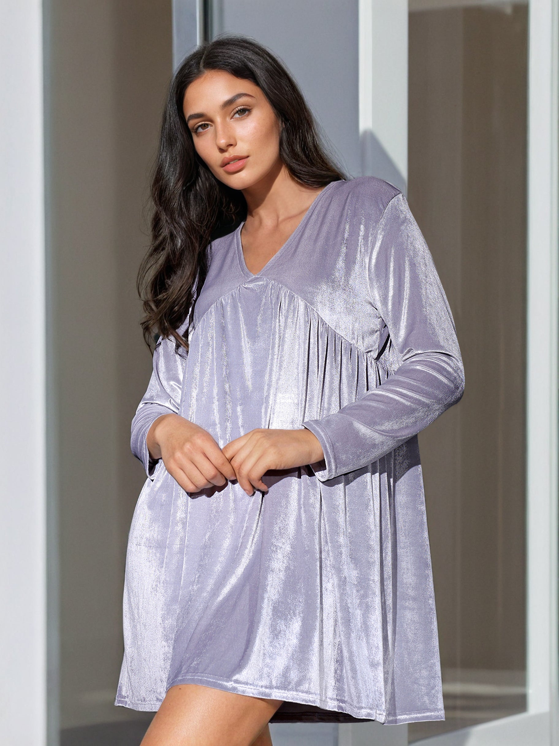 Women's Solid Velvet Dress