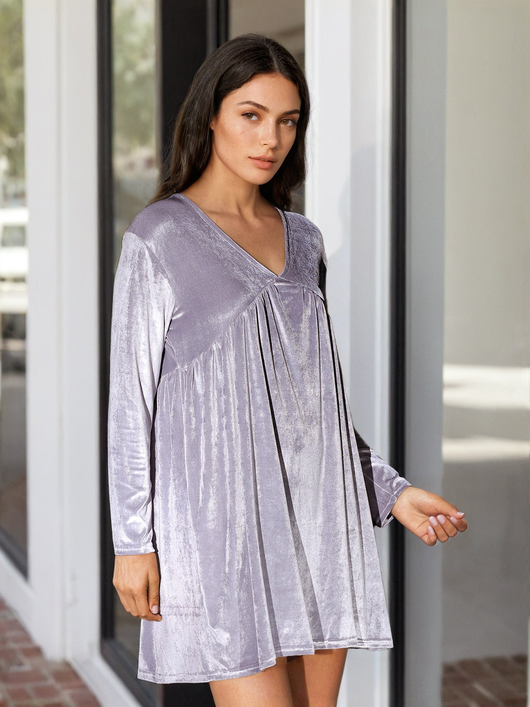 Women's Solid Velvet Dress