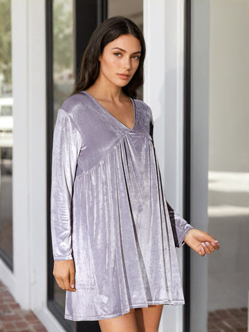 Women's Solid Velvet Dress