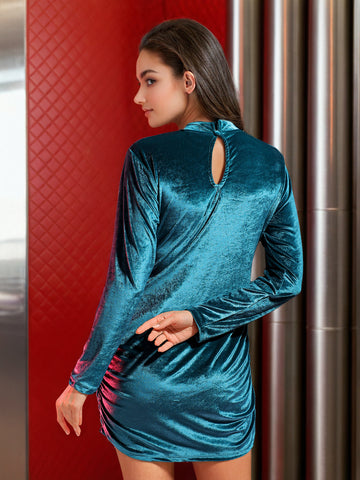 Women's Solid Velvet Dress