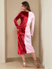 Women's Colourblocked Knot Velvet Dress