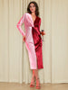 Women's Colourblocked Knot Velvet Dress