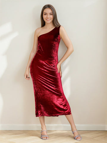 Women's Solid Velvet Dress