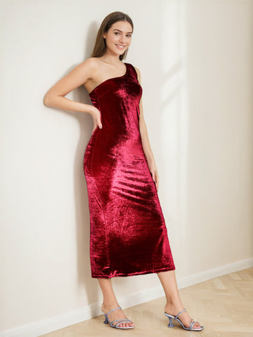 Women's Solid Velvet Dress