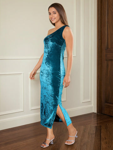Women's Solid Velvet Dress