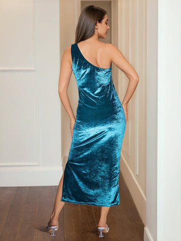 Women's Solid Velvet Dress