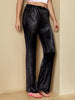Women's Black Regular Fit Solid Velvet Bootcut Trousers