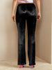 Women's Black Regular Fit Solid Velvet Bootcut Trousers