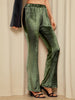 Women's Green Regular Fit Solid Velvet Bootcut Trousers