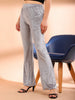 Women's Grey Regular Fit Solid Party Velvet Trousers