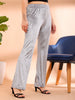 Women's Grey Regular Fit Solid Party Velvet Trousers