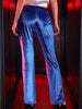 Women's Blue Regular Fit Solid Velvet Bootcut Trousers