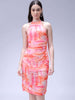 Women's Peach Fitted Gathered Dress