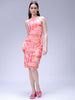 Women's Peach Fitted Gathered Dress