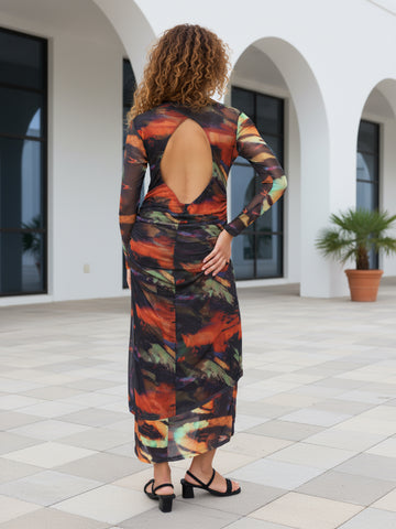 Women Multicolor Fit Black Full Sleeves Dress