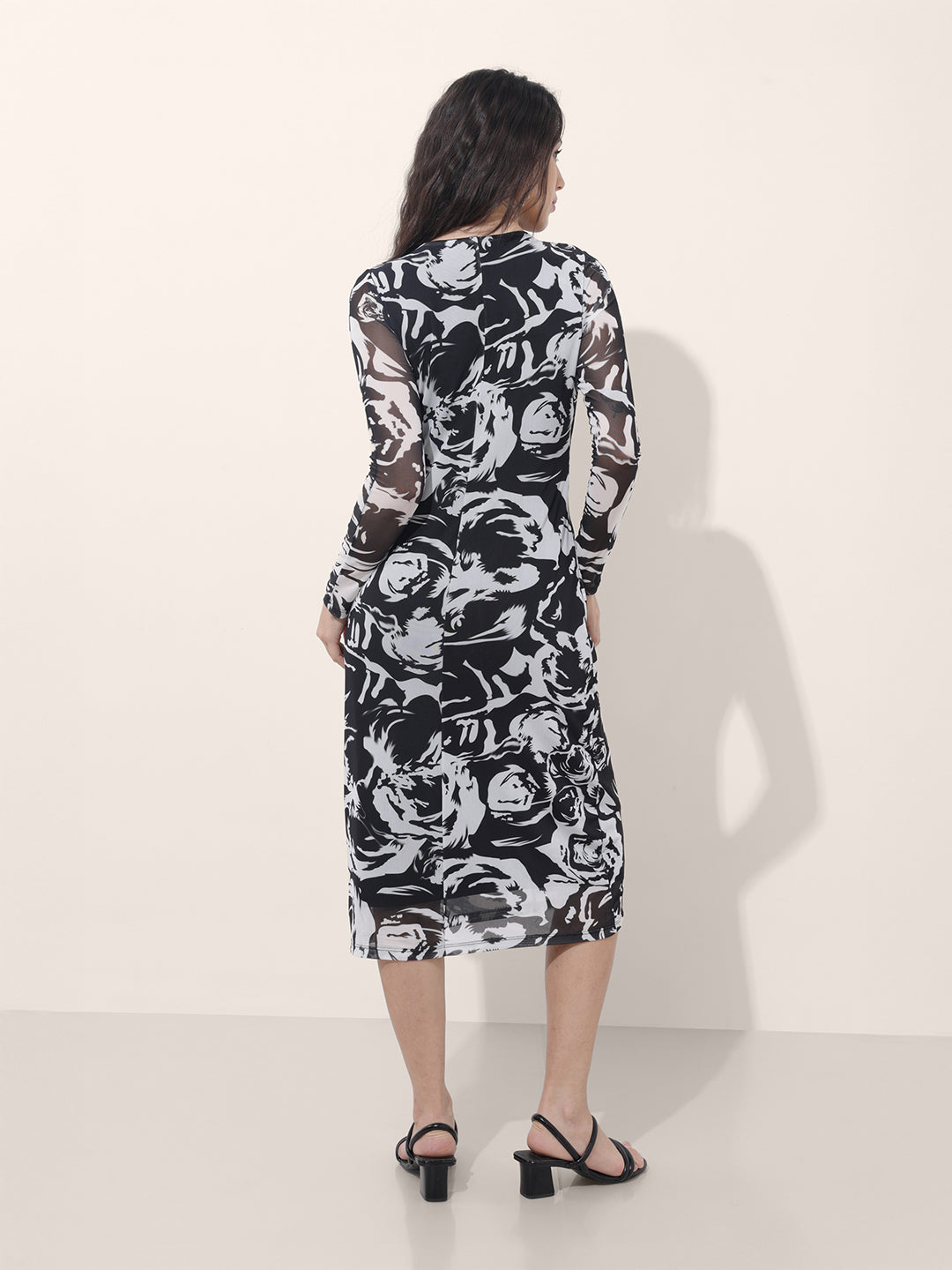 Women's Black Floral Midi Dress