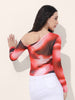 Women's Fitted Paint Splash Party Gathered Top