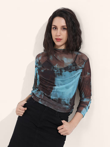 Women's Blue Regular Fit Party Wear Top
