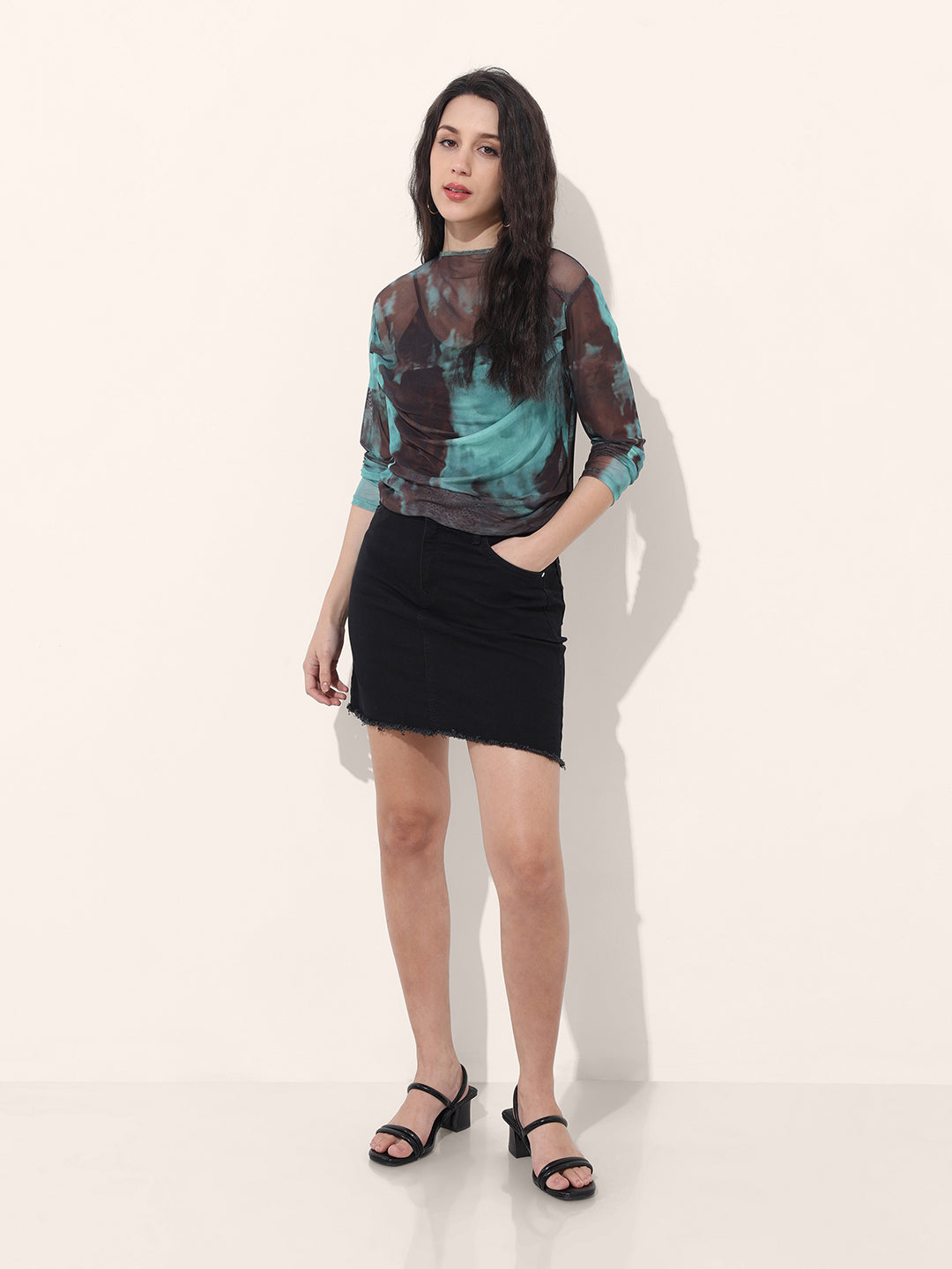 Women's Blue Regular Fit Party Wear Top