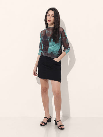 Women's Blue Regular Fit Party Wear Top