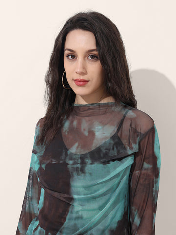 Women's Blue Regular Fit Party Wear Top