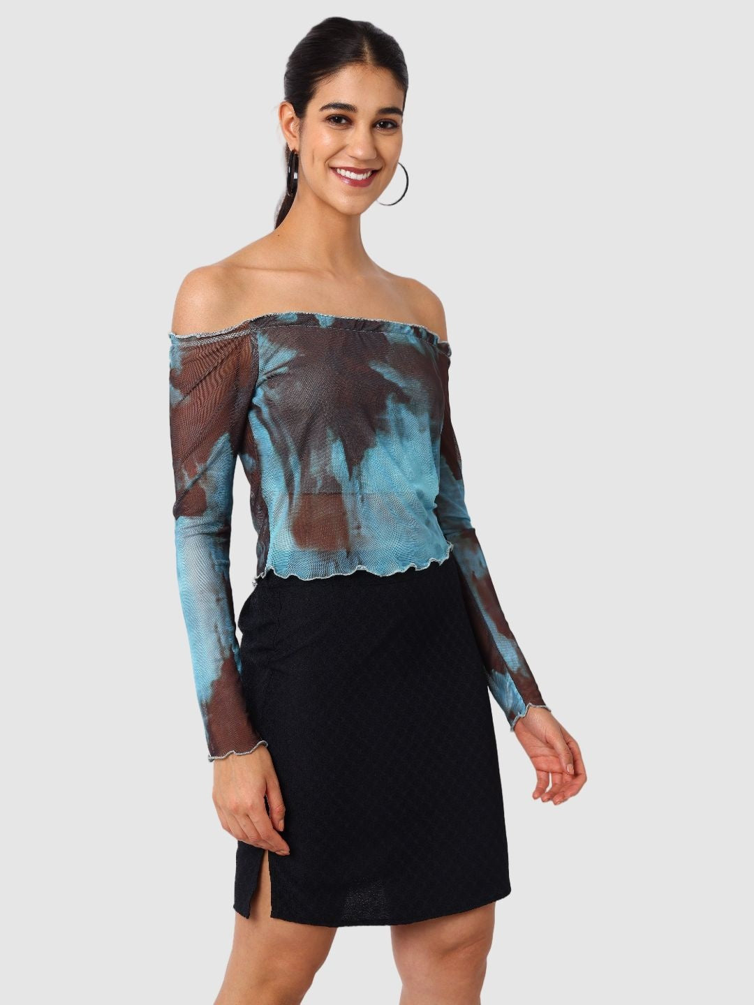 Women's Blue Regular Fit Party Wear Top