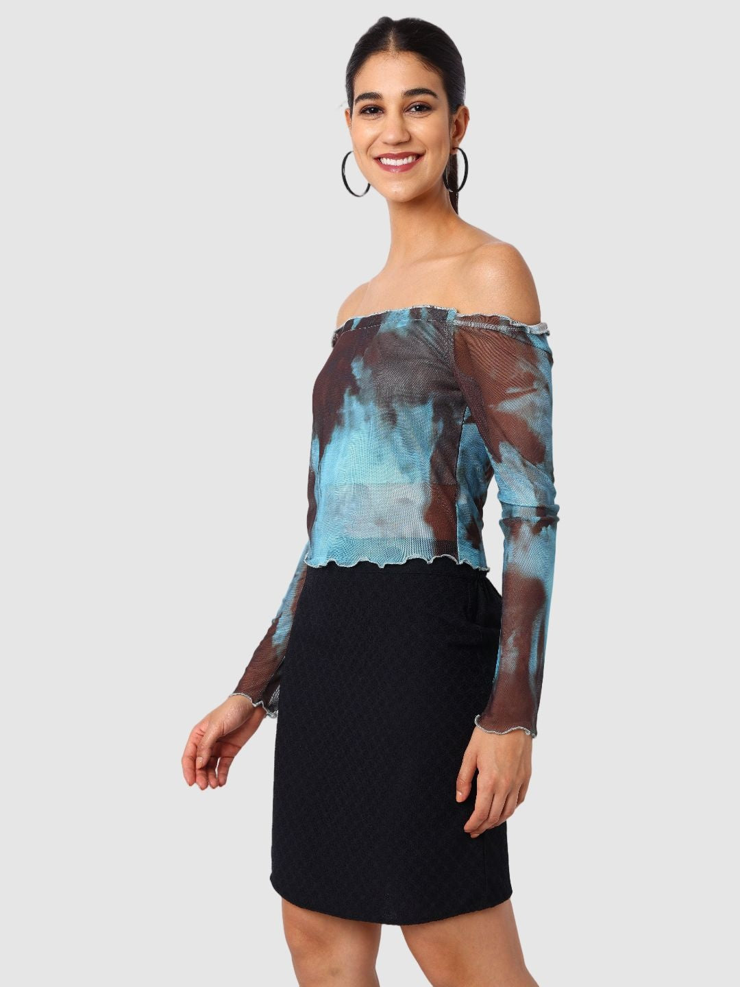 Women's Blue Regular Fit Party Wear Top