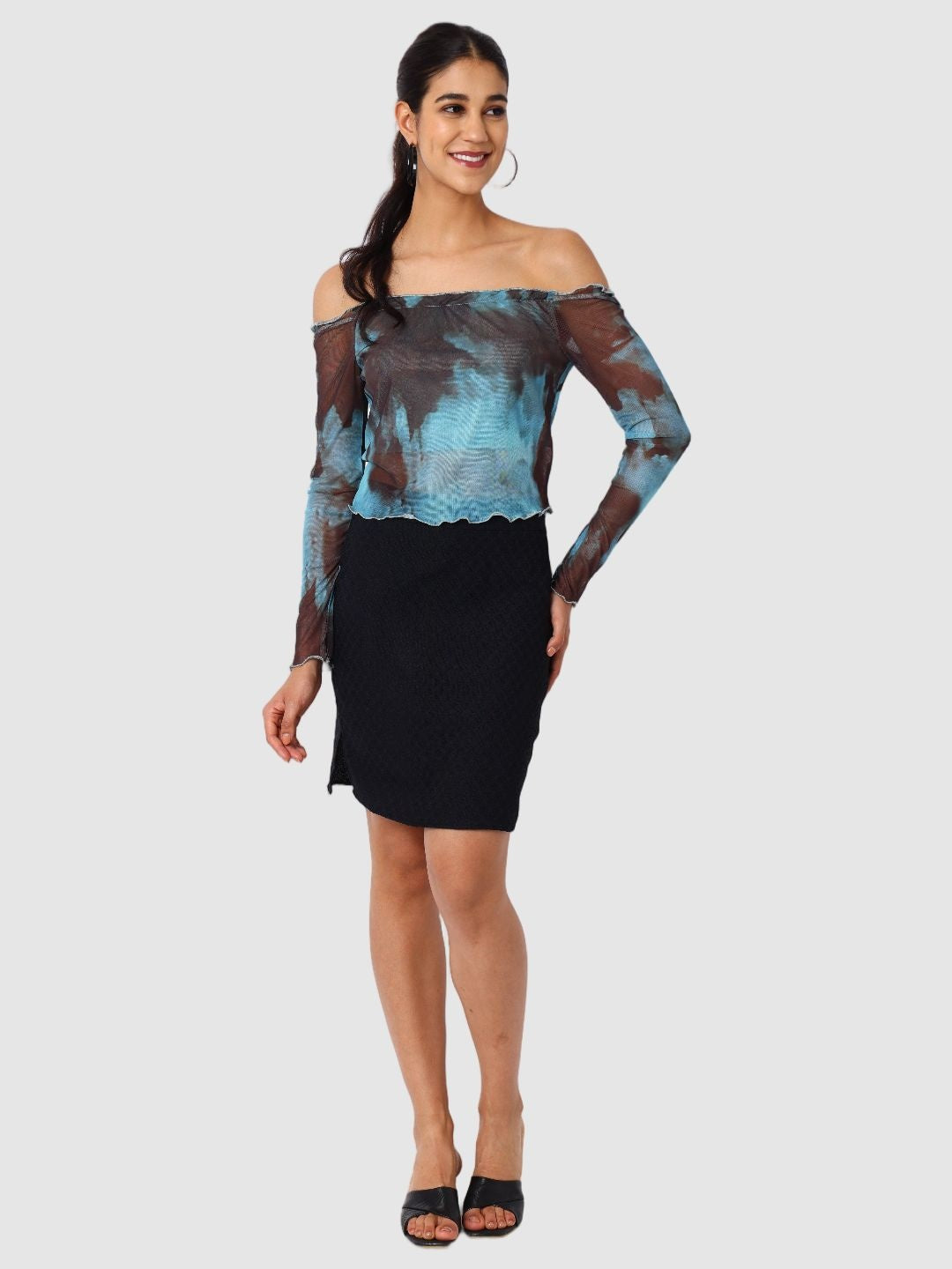 Women's Blue Regular Fit Party Wear Top