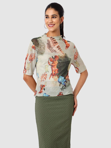 Women's Multicolor Regular Fit Party Wear Top