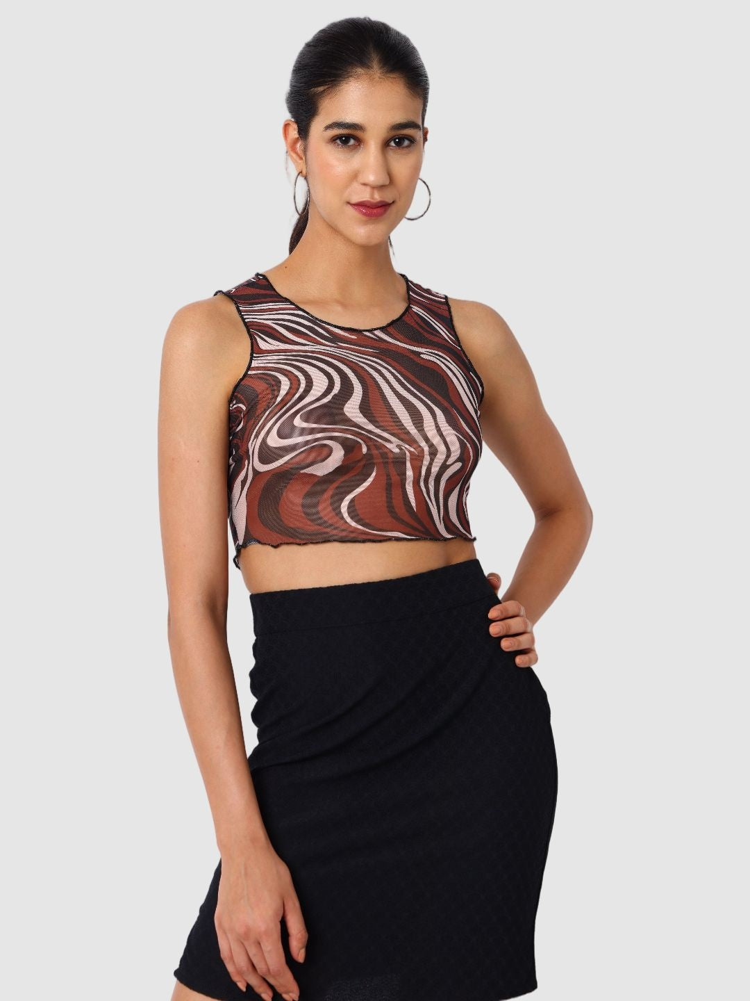 Women's Black Regular Fit Party Wear Top