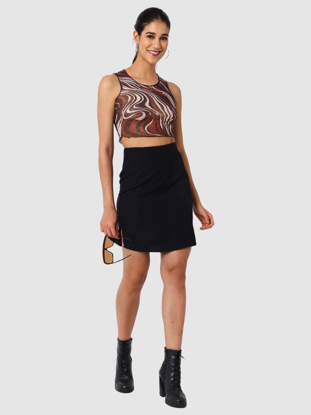 Women's Black Regular Fit Party Wear Top