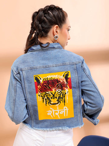 Women's Back Printed Denim Jacket