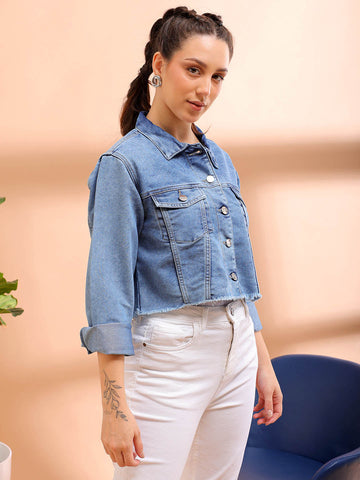 Women's Back Printed Denim Jacket
