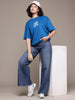 Freehand Women Regular Fit Typographic Oversized T-Shirt