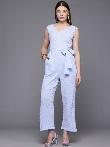 Freehand Women Regular Fit Textured Ruched Jumpsuit