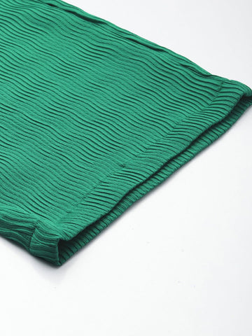 Women's Green Regular Fit Casual Trousers