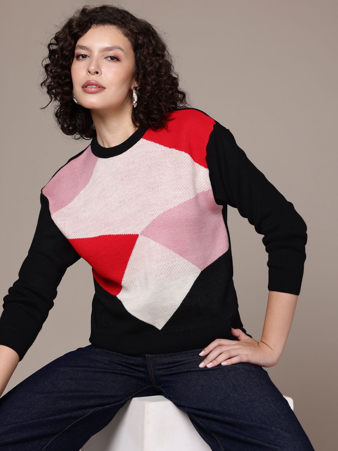 Freehand Women Loose Fit Quirky Sweater