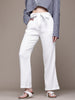 Women's White Regular Fit Casual Trousers