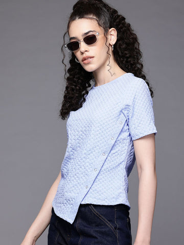 Women's Regular Fit Textured Asymmetric Top