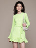 Freehand Green Regular Fit Textured Mini Dress