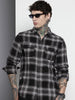 Men's Black Slim Fit Checked Casual Shirt