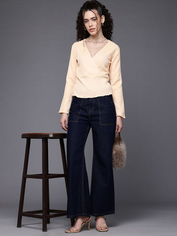 Women's Fitted Textured Peplum Top