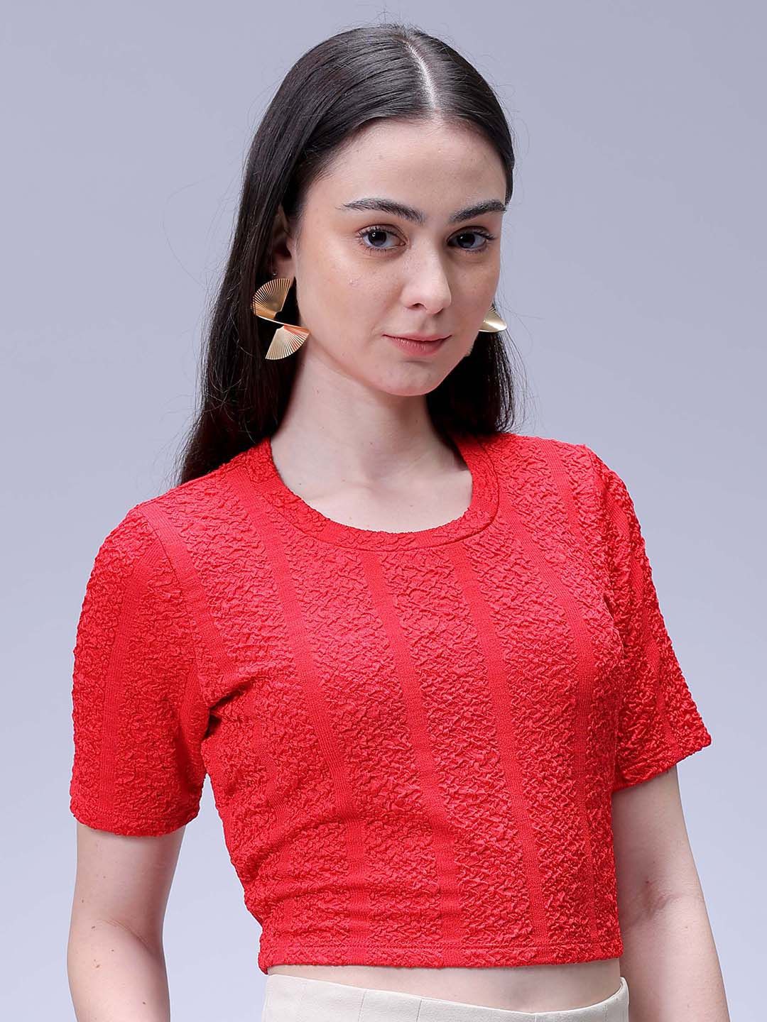 Women's Red Regular Fit Casual Top